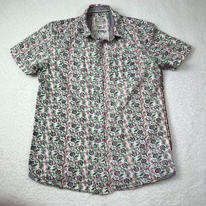 Men's White Stuff Laundered Classics Shirt Sz M Short Sleeves Slim Red Seams